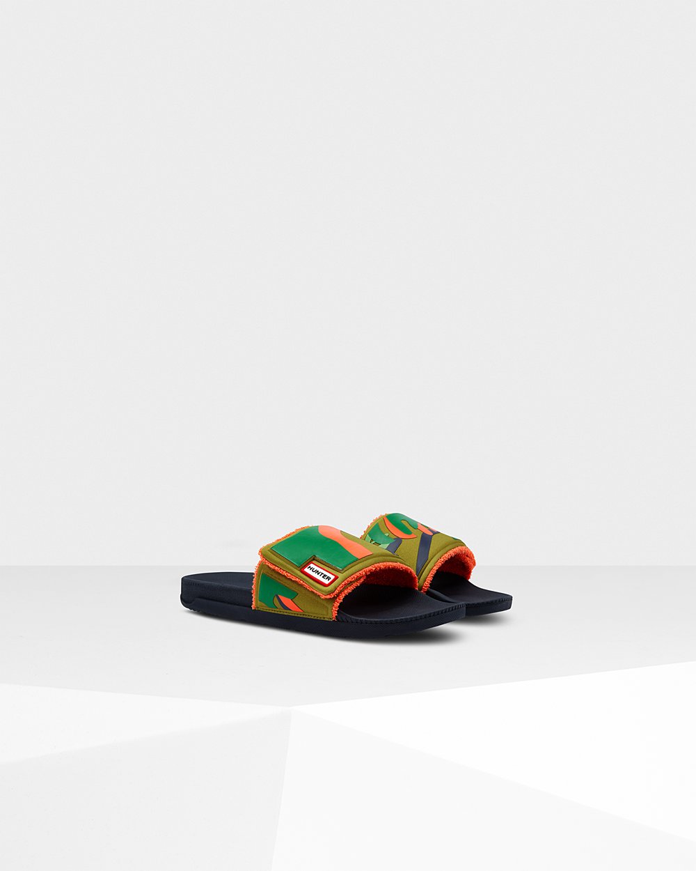 Mens Hunter Slides Green - Original Rockpool Camo Print Adjustable - 4265978-AT